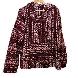 Mexican Baja LARGE vintage unisex Hoodie Poncho boho beachcore eclectic beachy